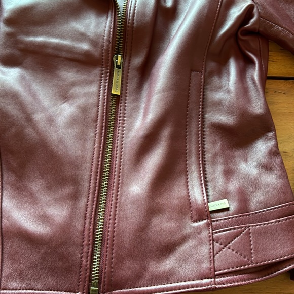Michael kors dark red leather jacket - Picture 3 of 10